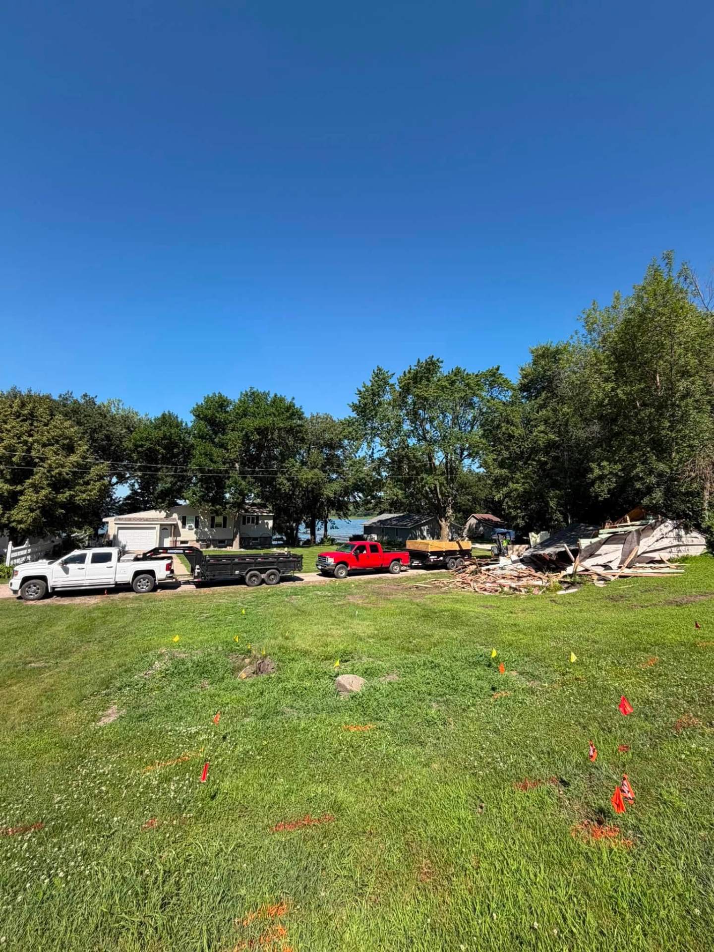 Trucks and trailers on site