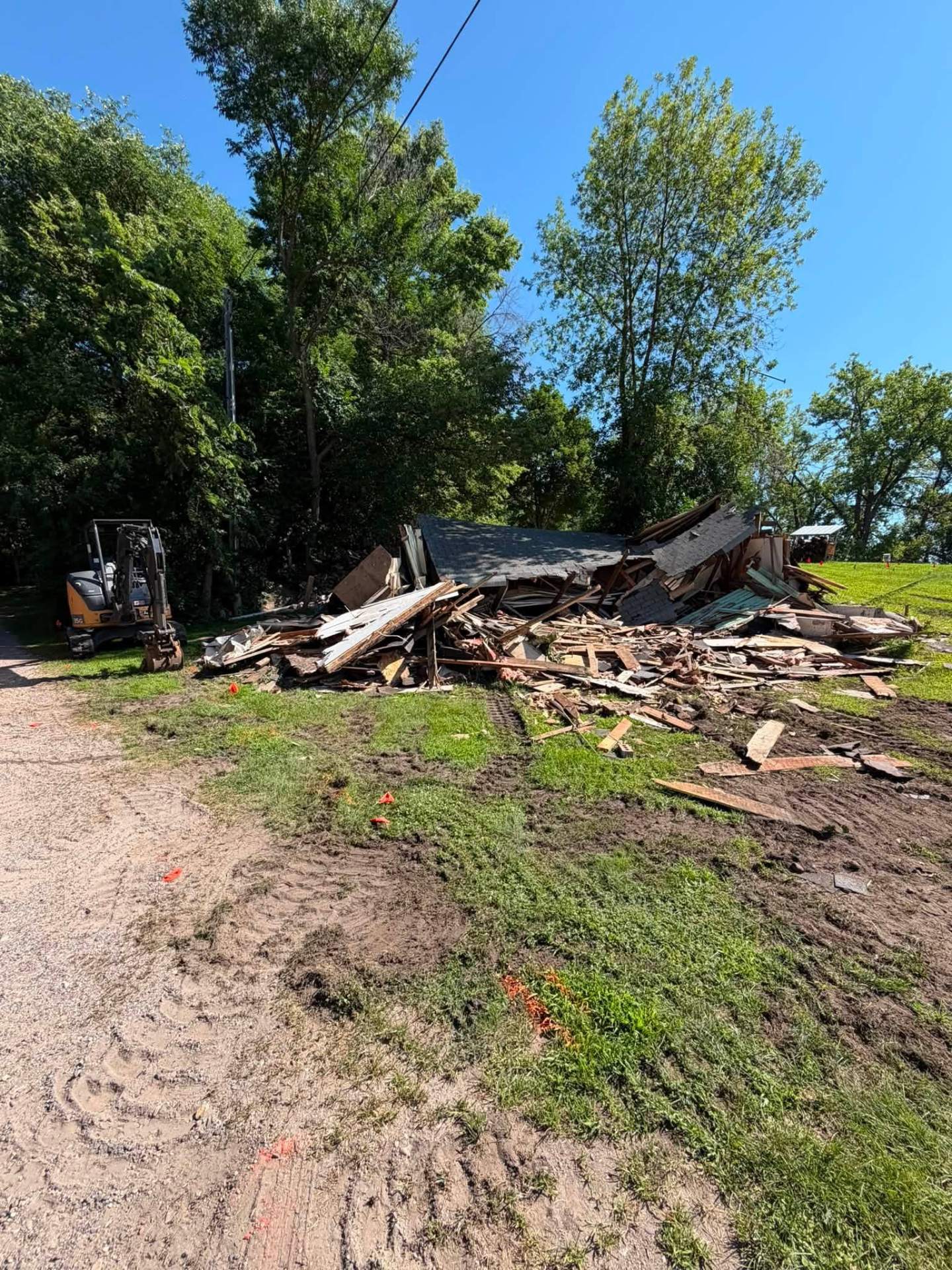 Shed demolition debris cleanup